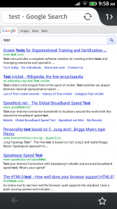 Screenshot of FirefoxOS browser googling for 'test'